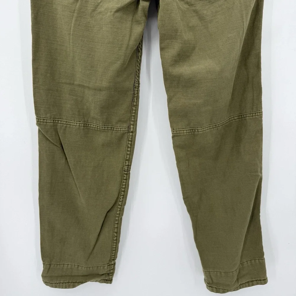 Free People Utility Pants Women 27 Dark Olive OB800848 Pleated Knee Seam Cotton